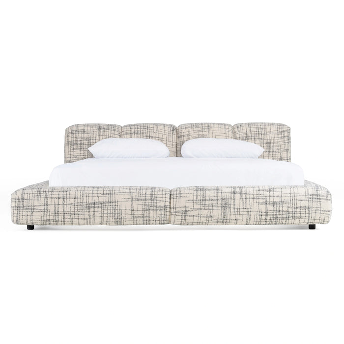 Shiloh - Modern Off-White + Black Fabric Bed