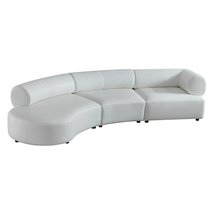 Stuart - Contemporary White Leather Left Facing Chaise Sectional Sofa