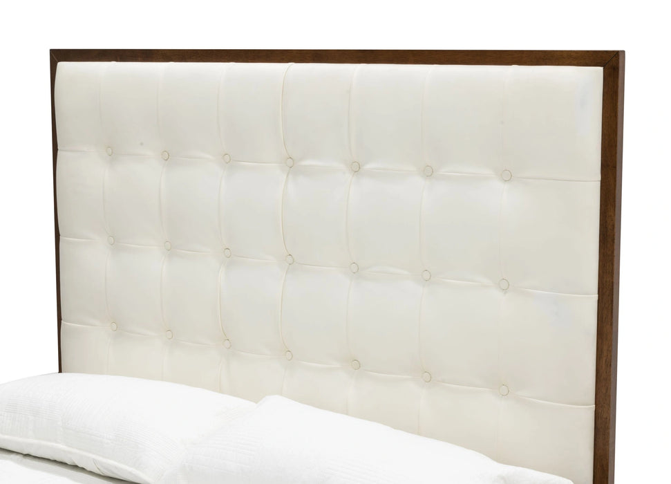 Amberlie - White Vegan Leather & Walnut Bed