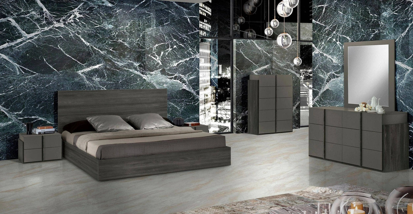 Lucia - Italian Modern Matte Grey + Elm Grey 4-Piece Bedroom Set