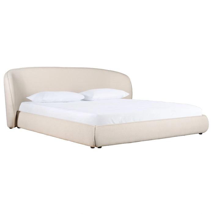 Lambert + Emilio - Modern Beige Fabric + Walnut + Burlap 4-Piece Bedroom Set