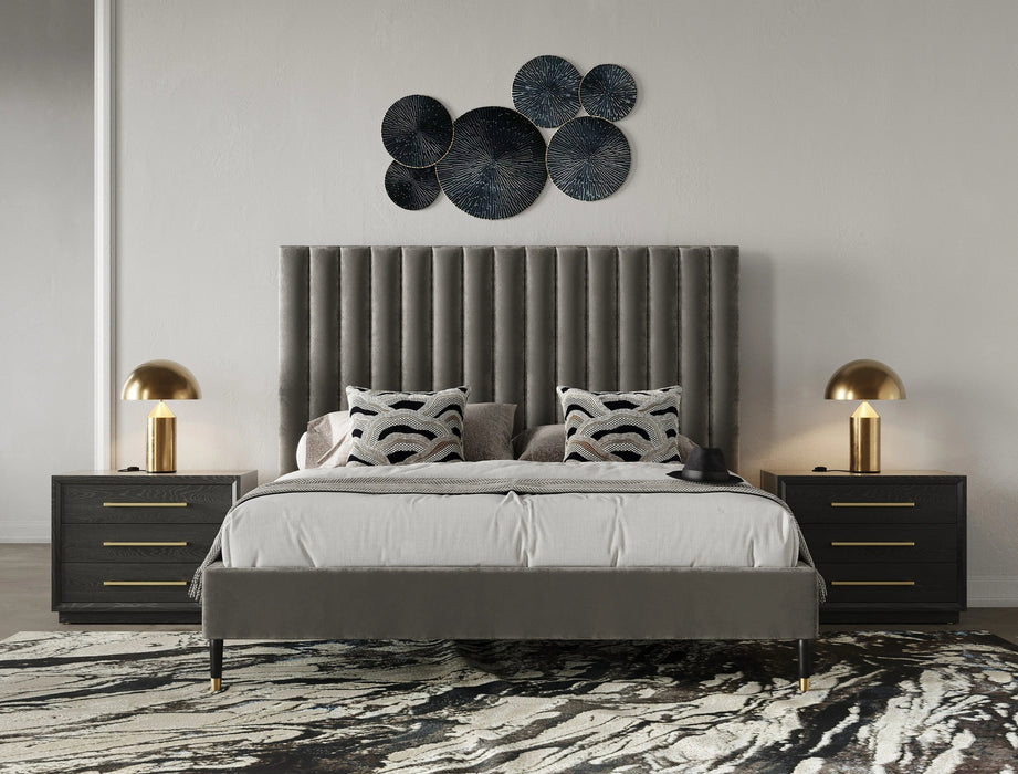 Hemlock - Modern Grey Velvet Bed