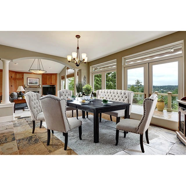Sania 7 Pc Dining Table Set Beige