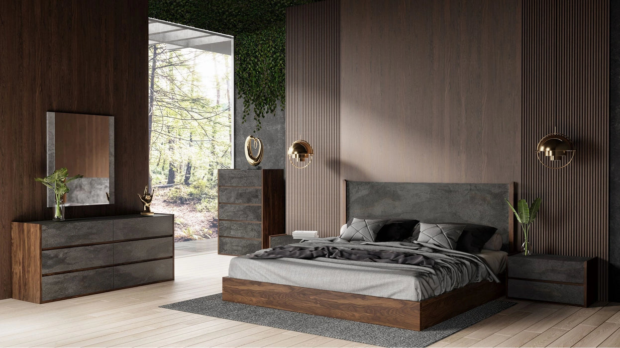 Rado - Modern Walnut & Volcanic Slate Bed