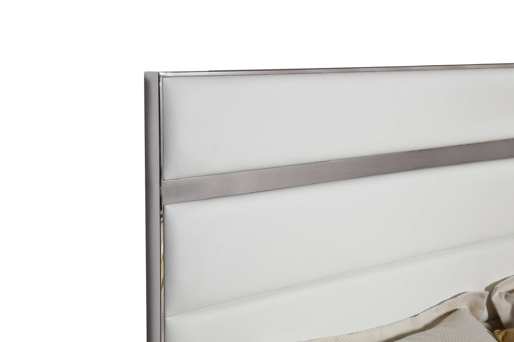 Cartier - Modern White Vegan Leather + Stainless Steel Bed
