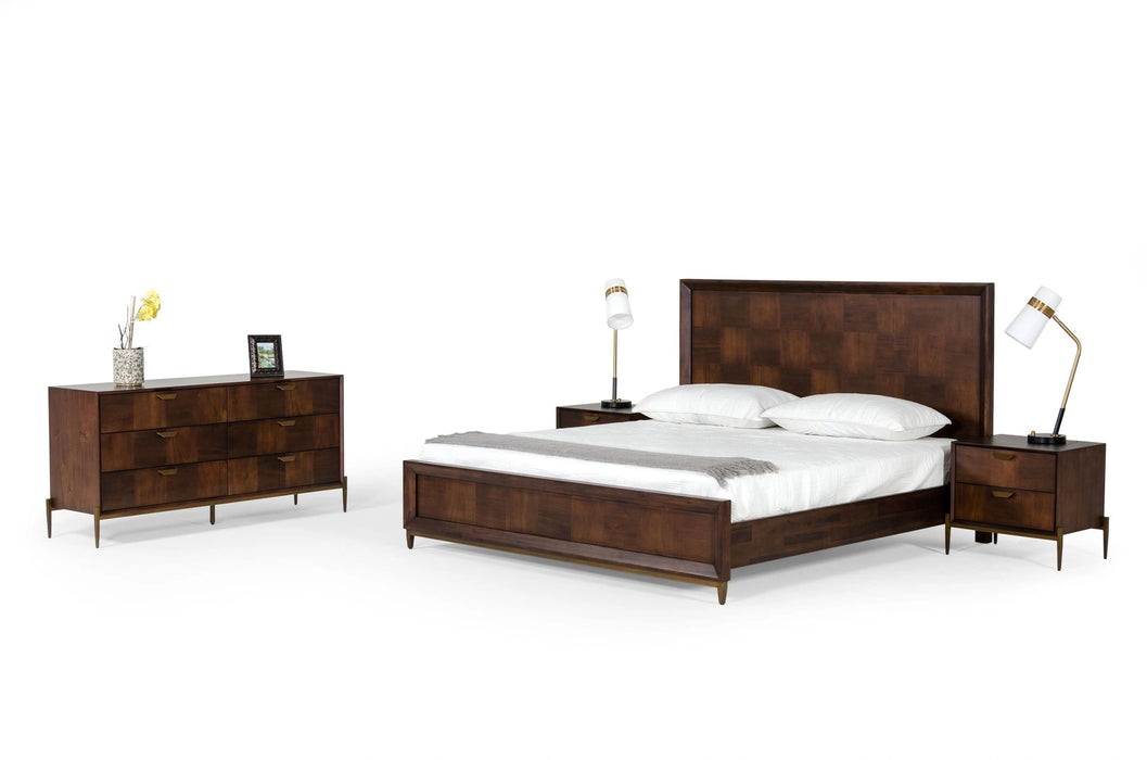 Shane - Modern Acacia & Brass Bed
