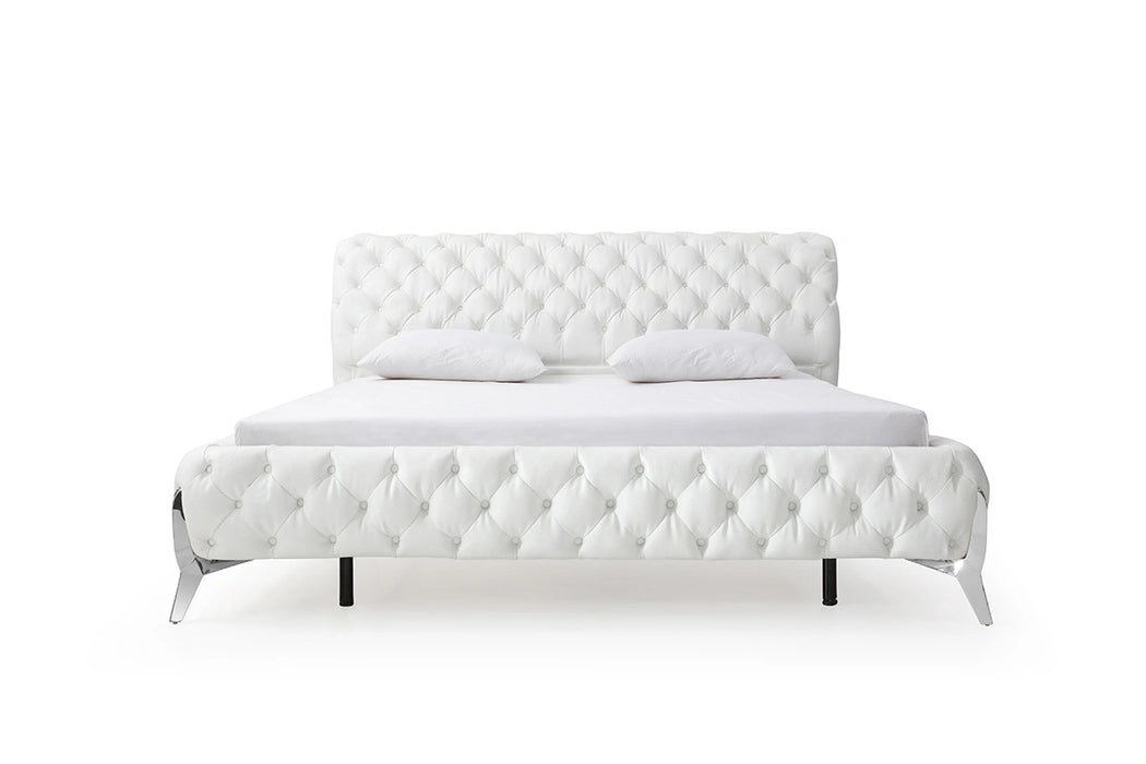 Legend Modern White Bonded Leather Bed