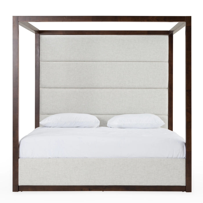 Manhattan - Contemporary Canopy Brown Oak Bed