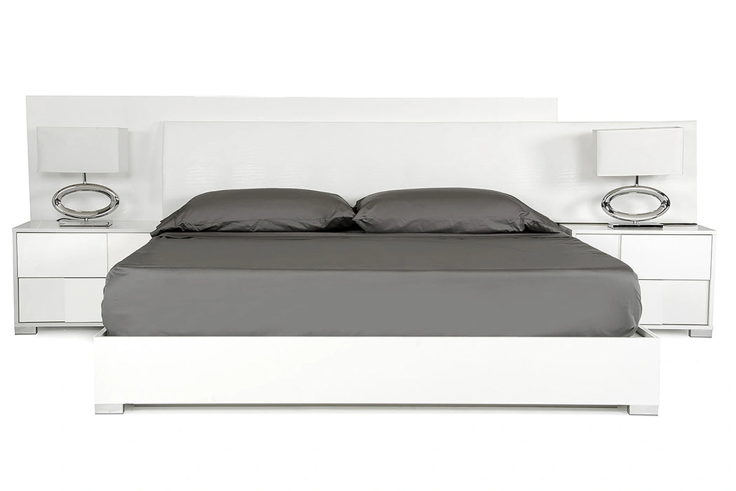 Monza Italian Modern White Bed