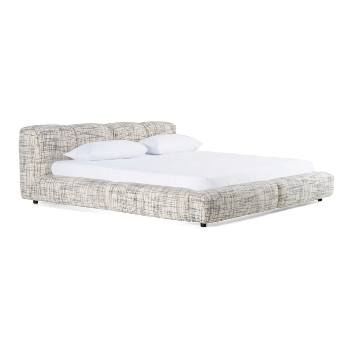 Shiloh - Modern Off-White + Black Fabric Bed