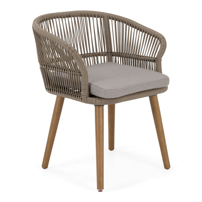 Cascais - Outdoor Light Grey Fabric + Eucalyptus Dining Chair (Set of 2)