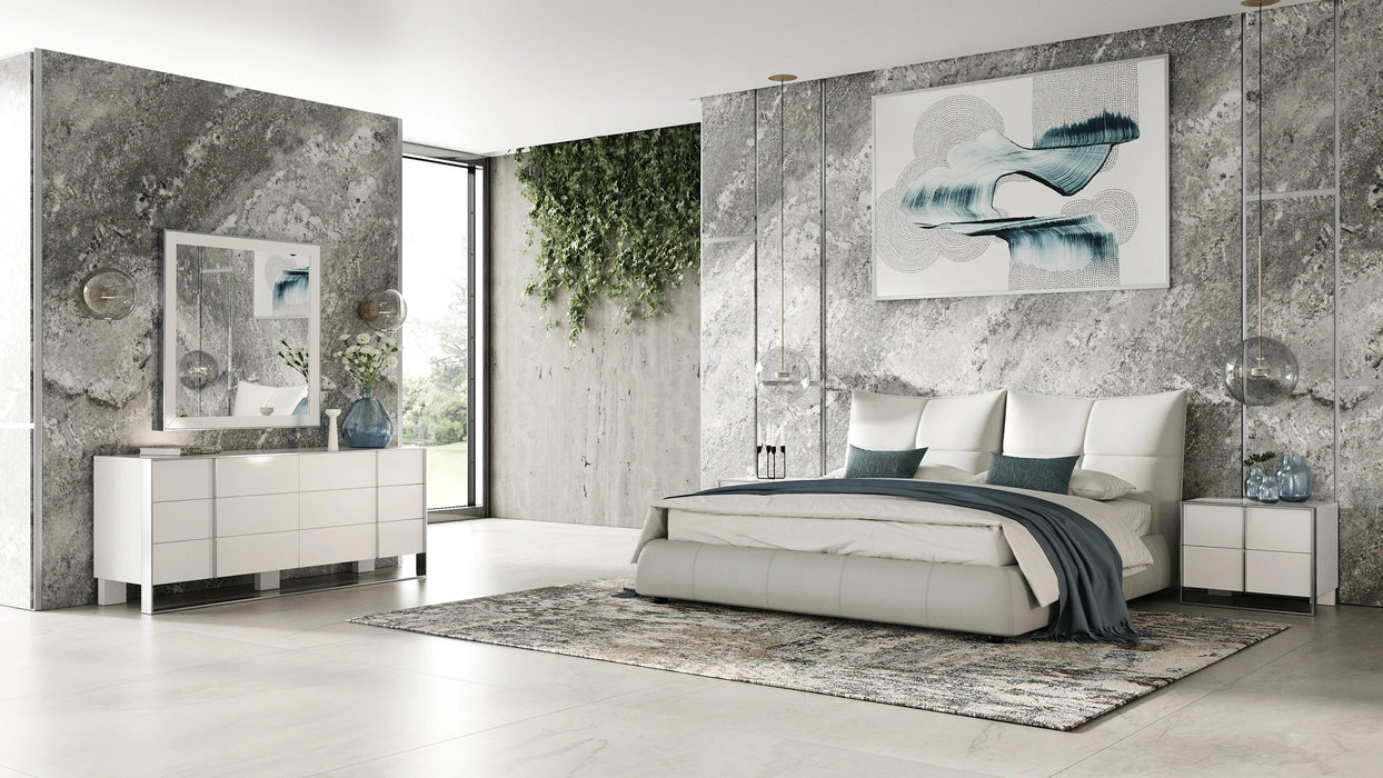 Patrick - Modern Light Grey Leather Bed