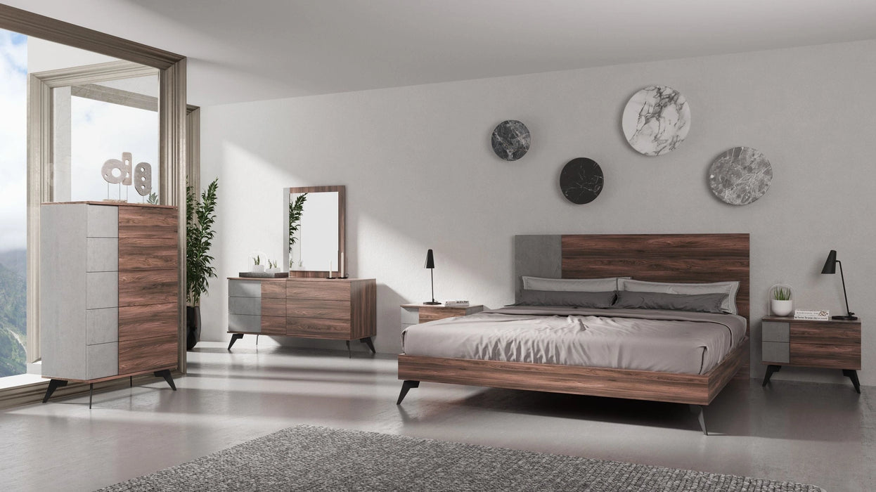 Palermo - Modern Italian Faux Concrete & Walnut Bed