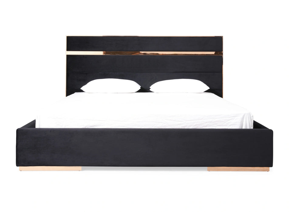 Cartier Modern Black Velvet & Rosegold Bed