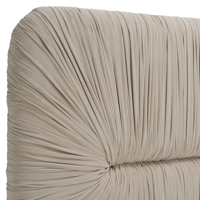 Florence - Modern Beige Velvet + Leatherette Bedroom Set