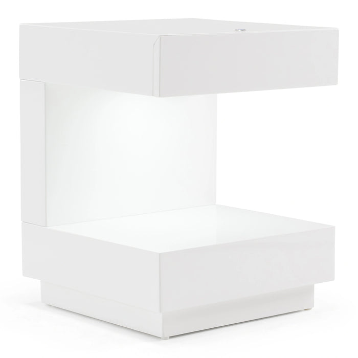 Esso Modern White Glossy Tall Nightstand