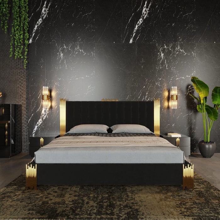 Token Modern Black & Gold 4-Piece Bedroom Set