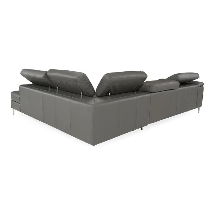 Viola - Italian Contemporary Blue-Grey Leather Right Facing Sectional Sofa