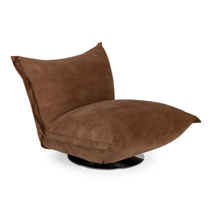 Hagen - Modern Camel Velvet + Chrome Swivel Accent Chair