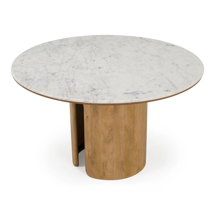 Zorhan - Modern White Marble + Mango Round Dining Table