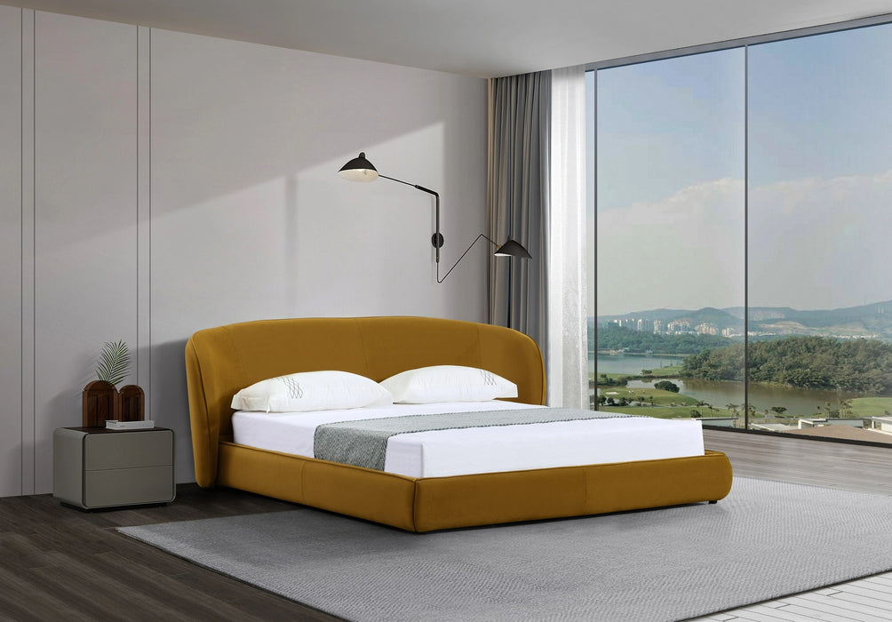 Lambert - Modern Burnt Orange Fabric Upholstered Bed