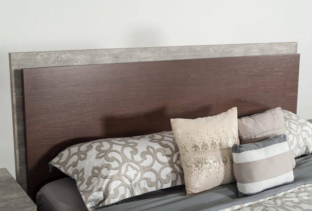 Conner Modern Dark Walnut & Faux Concrete Bed