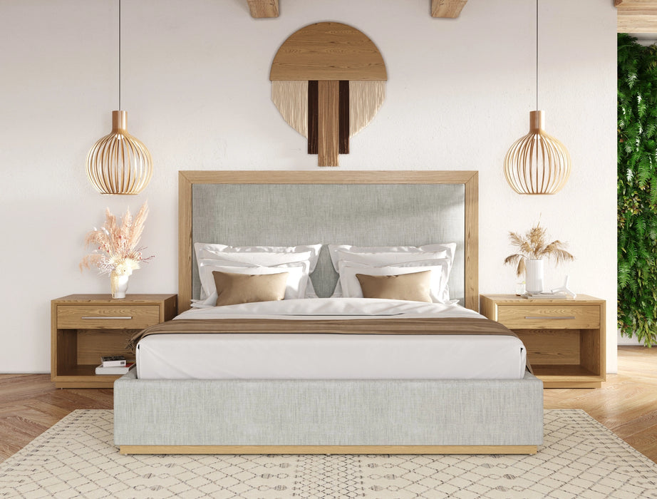 Santa Barbara - Modern Grey Fabric + Natural Bed