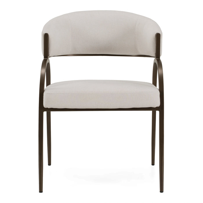 Hudson - Modern Off-White Fabric + Bronze Dining Chair