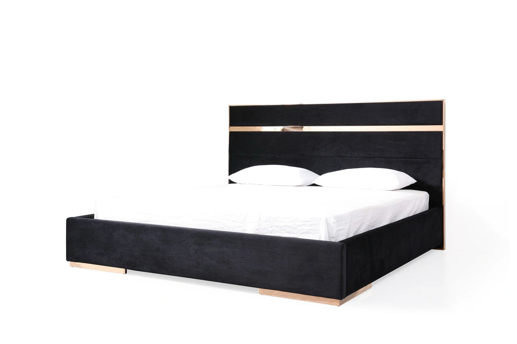 Cartier - Modern Black + Rose Gold Bed + Nightstands