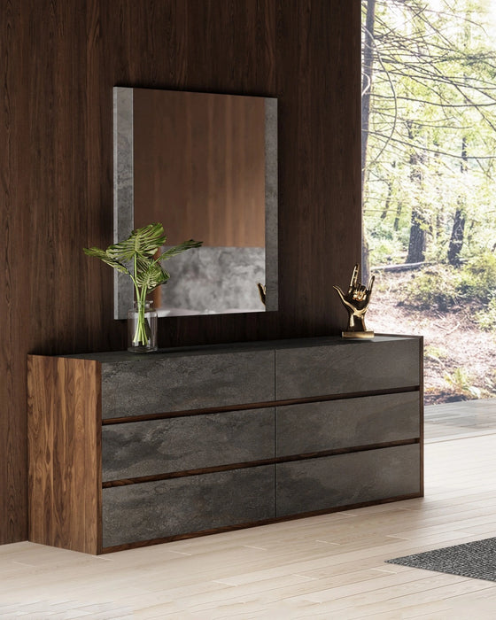 Lamont + Rado - Modern Beige Fabric + Walnut 4-Piece Bedroom Set