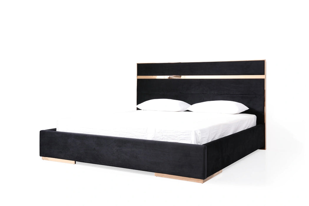 Cartier Modern Black & Rosegold Bedroom Set