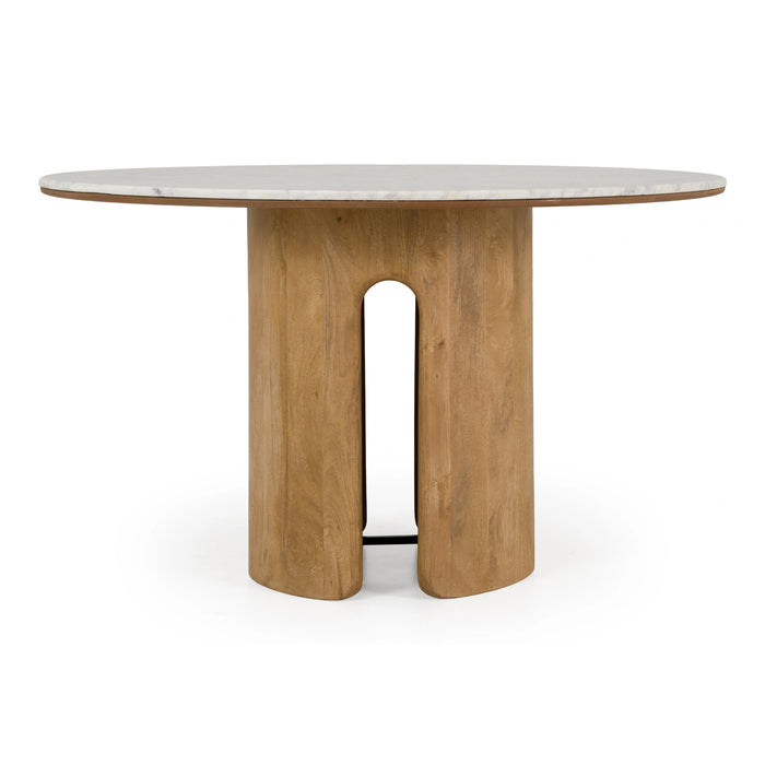 Zorhan - Modern White Marble + Mango Round Dining Table
