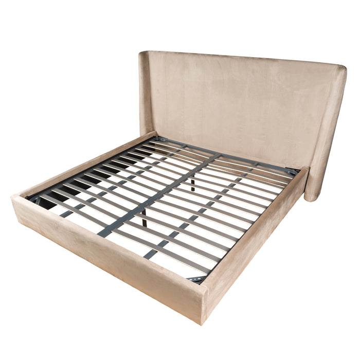 Roma - Modern Taupe Microfiber Upholstered Bed