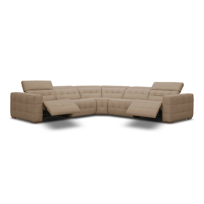 Carney - Modern Beige Leather Sectional Sofa + 3 Recliners
