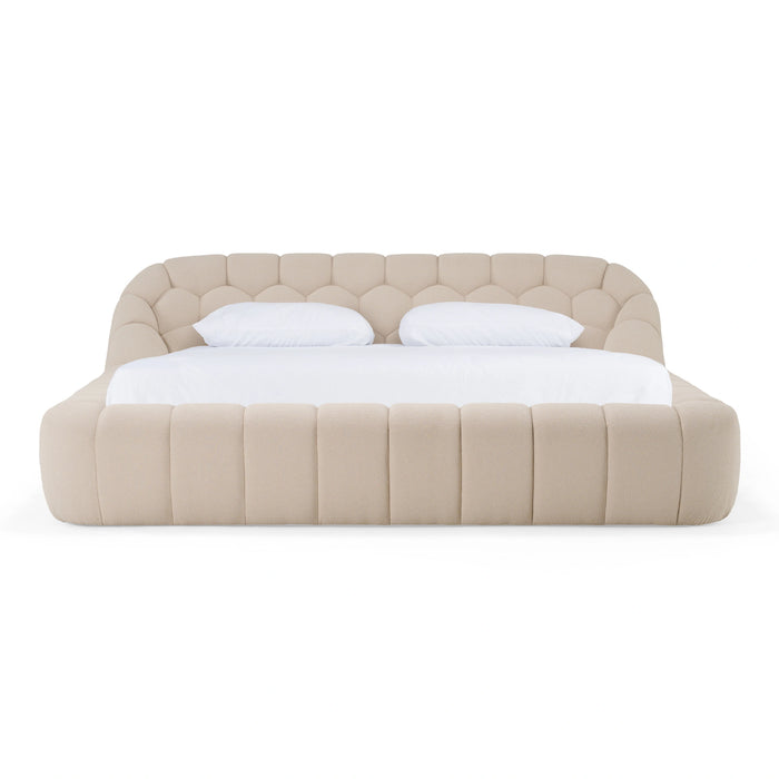 Yolonda - Modern Beige Fabric Bed