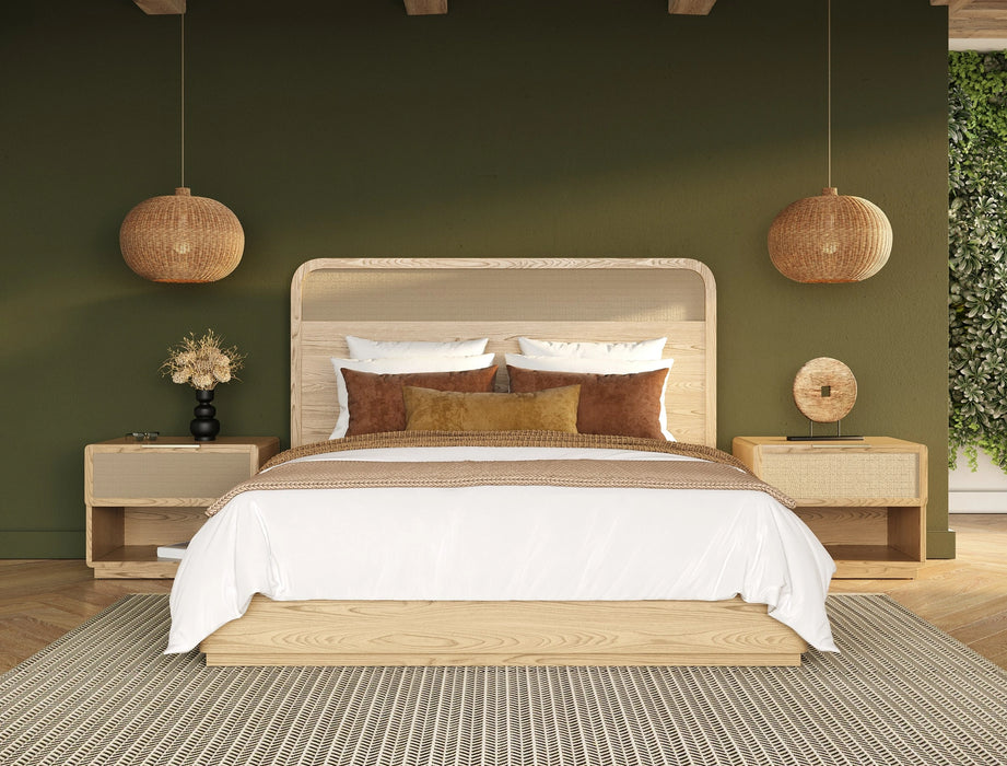 Gavin - Modern Natural Ash + Rattan Bed