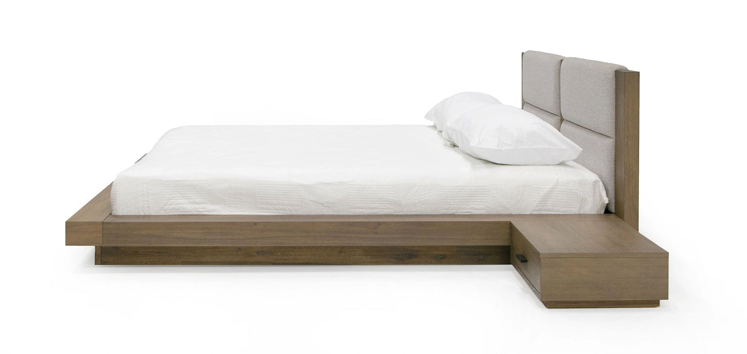 Fantasia - Contemporary Walnut & Grey Bed with Two Nightstands