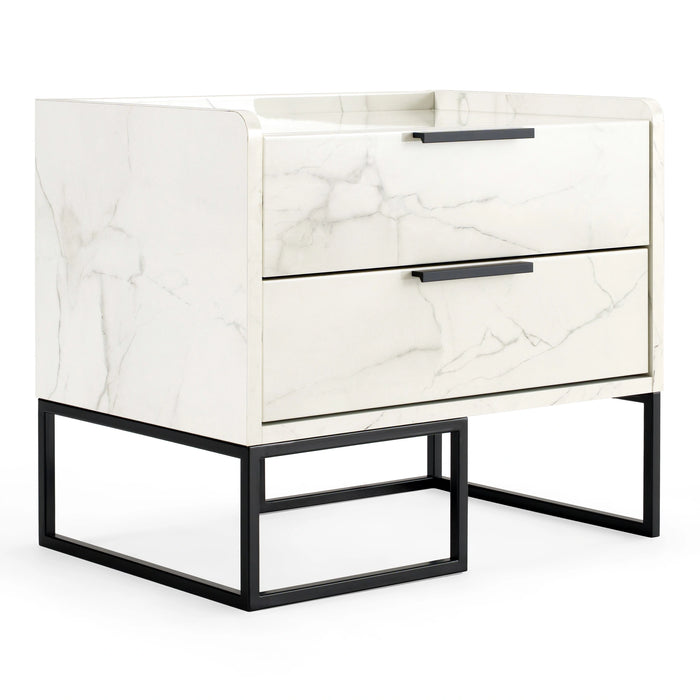 Marbella - Italian Modern White Faux Marble 4-Piece Bedroom Set