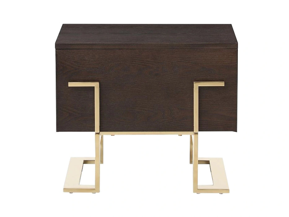 Moontide - Glam Beige Velvet and Brushed Brass 4-Piece Bedroom Set