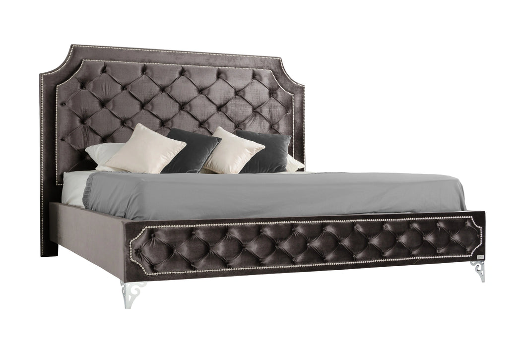 Leilah Transitional Tufted Fabric Bed