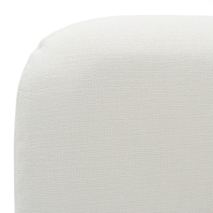 Liam + Mikala - Modern Ivory Fabric + Natural Oak 4-Piece Bedroom Set
