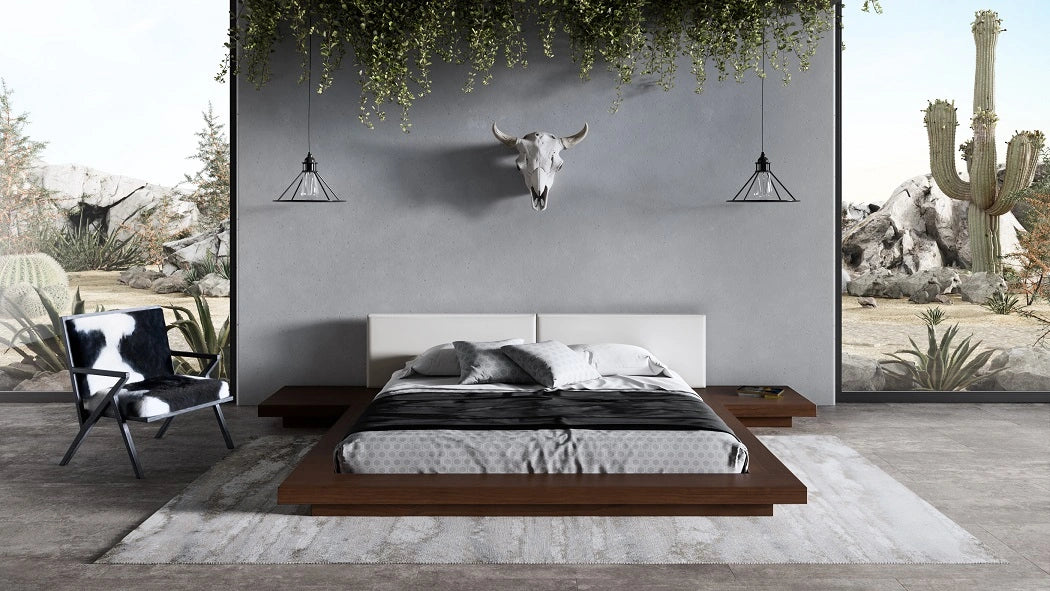Tokyo - Contemporary Walnut and White Platform Bed
