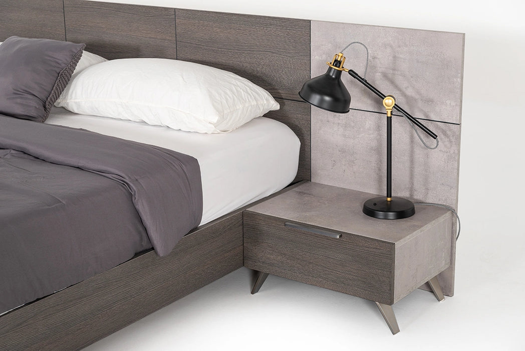 Bronx Italian Modern Faux Concrete & Grey 4-Piece Bedroom Set