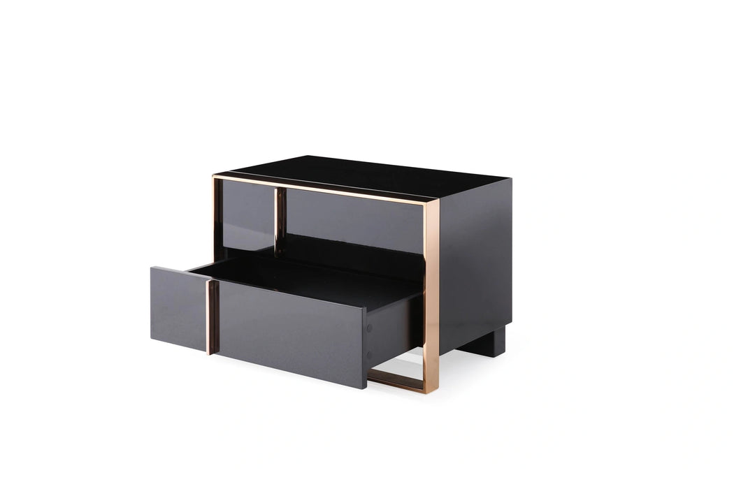 Cartier - Modern Black + Rose Gold Bed + Nightstands