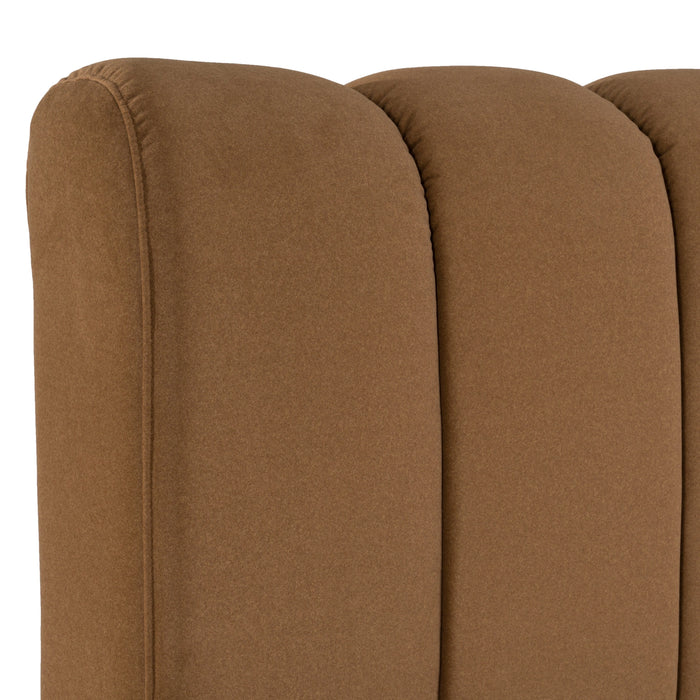 Harris + Roma - Modern Brown Fabric + Walnut 4-Piece Bedroom Set