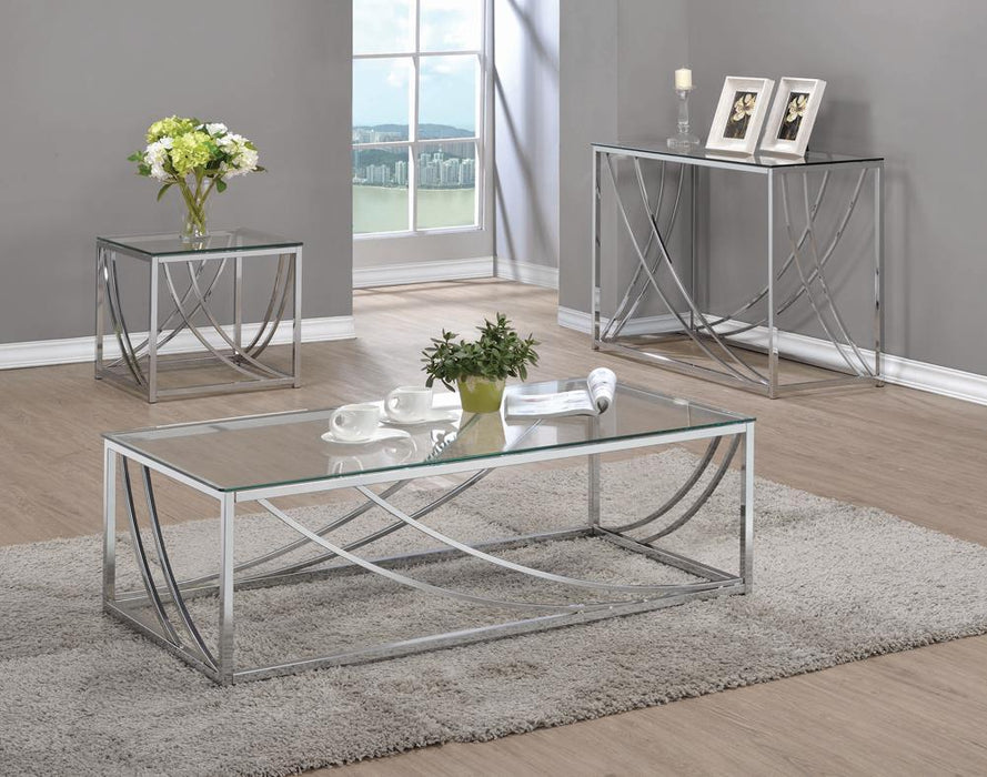 Lille Glass Top Rectangular Coffee Table Accents Chrome