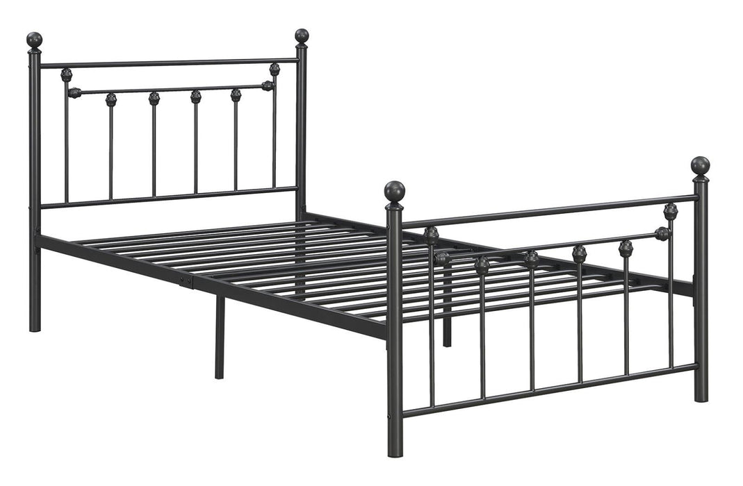 Canon Twin Metal Slatted Headboard Platform Bed - Gunmetal