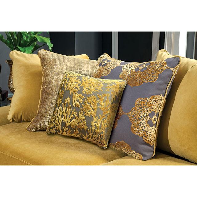 Viscontti Gold/Gray Love Seat, Gold