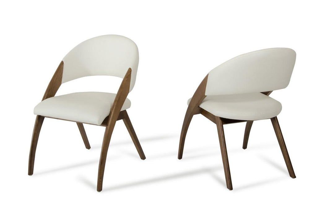 Modrest Lucas Modern Cream & Walnut Dining Chair image