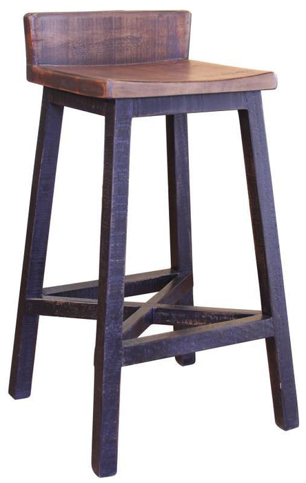 Pueblo Black 30” Stool w/Wooden Seat and Base- Black Finish** image